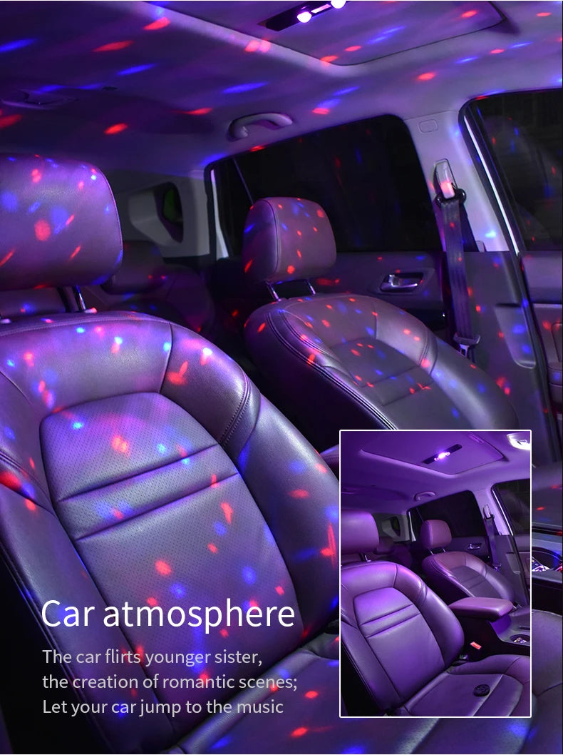 Lampă LED auto acoperiș stele atmosferă lampă wireless voce control RGB USB încărcare auto interior decorativ ambiental petrecere lumini