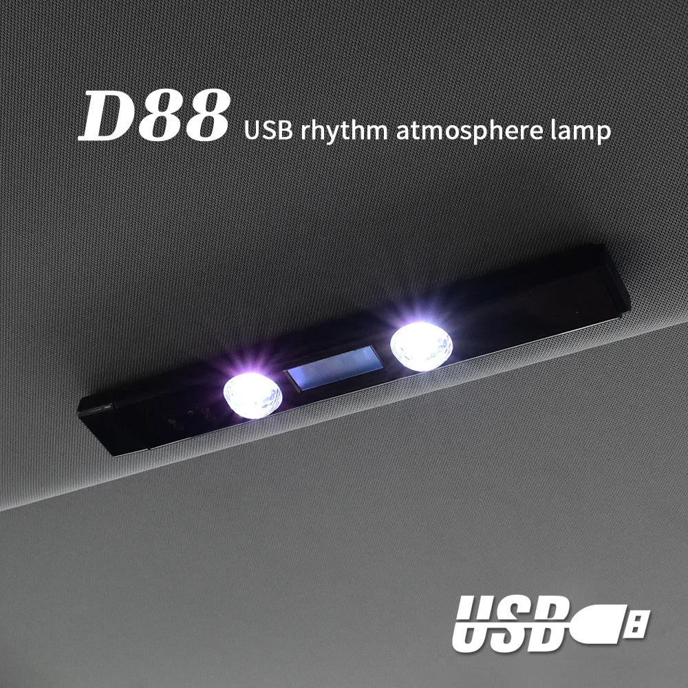 Lampă LED auto acoperiș stele atmosferă lampă wireless voce control RGB USB încărcare auto interior decorativ ambiental petrecere lumini