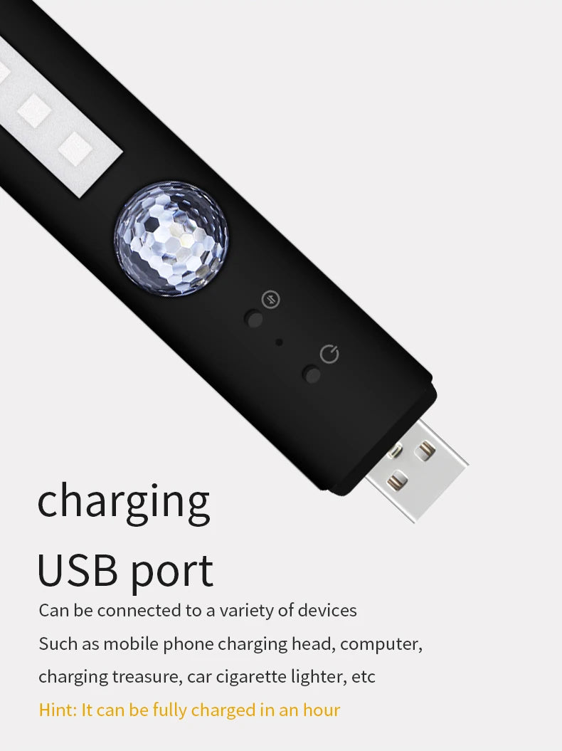 Lampă LED auto acoperiș stele atmosferă lampă wireless voce control RGB USB încărcare auto interior decorativ ambiental petrecere lumini